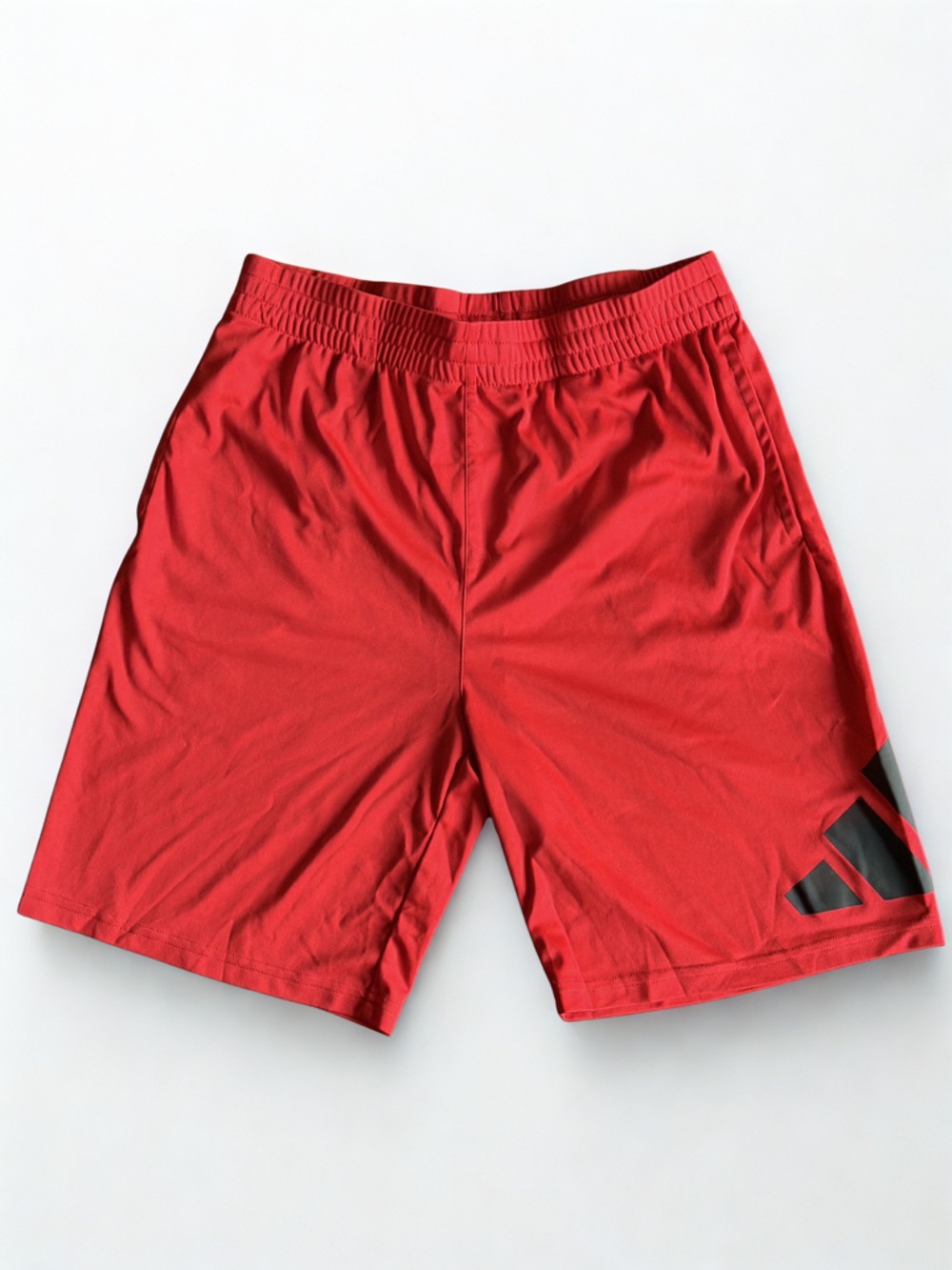 adidas Red Men's-Style Athletic Shorts with Black Logo Accent